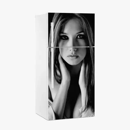 Pegatina para frigorífico mirada intensa en blanco y negro – Pixers®