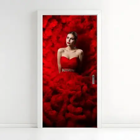 Pegatina para puerta elegancia en rojo vibrante – Pixers®