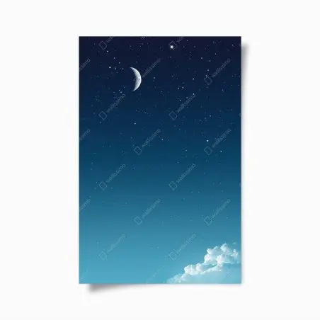 Póster cielo nocturno sereno con luna creciente y nubes – Pixers®