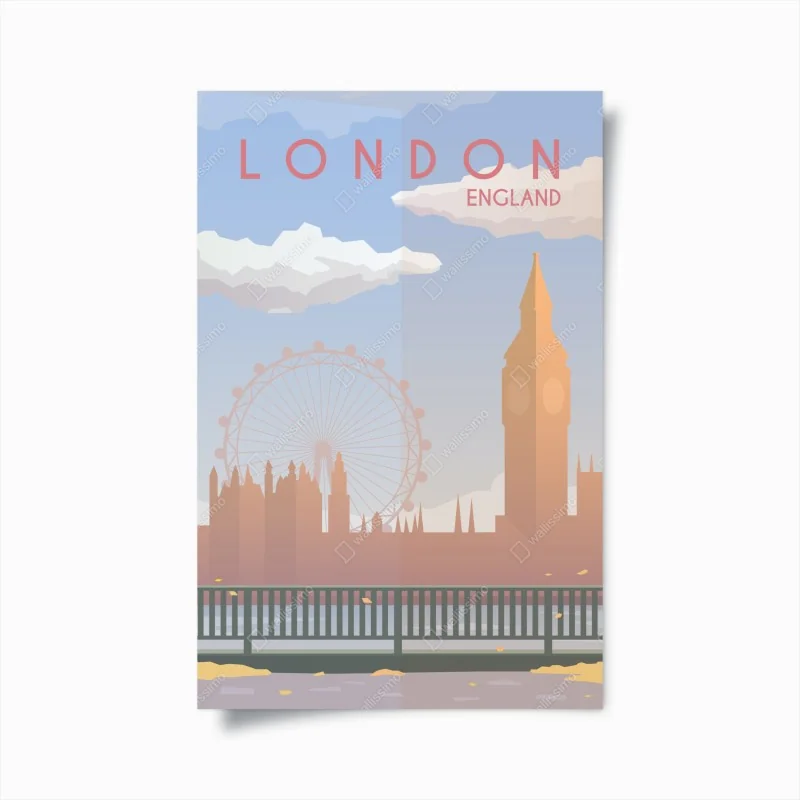 Póster vistas icónicas de Londres al atardecer