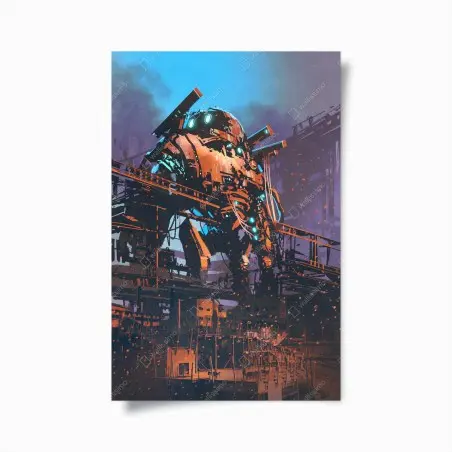 Póster robot gigante en la fábrica abandonada – Pixers®