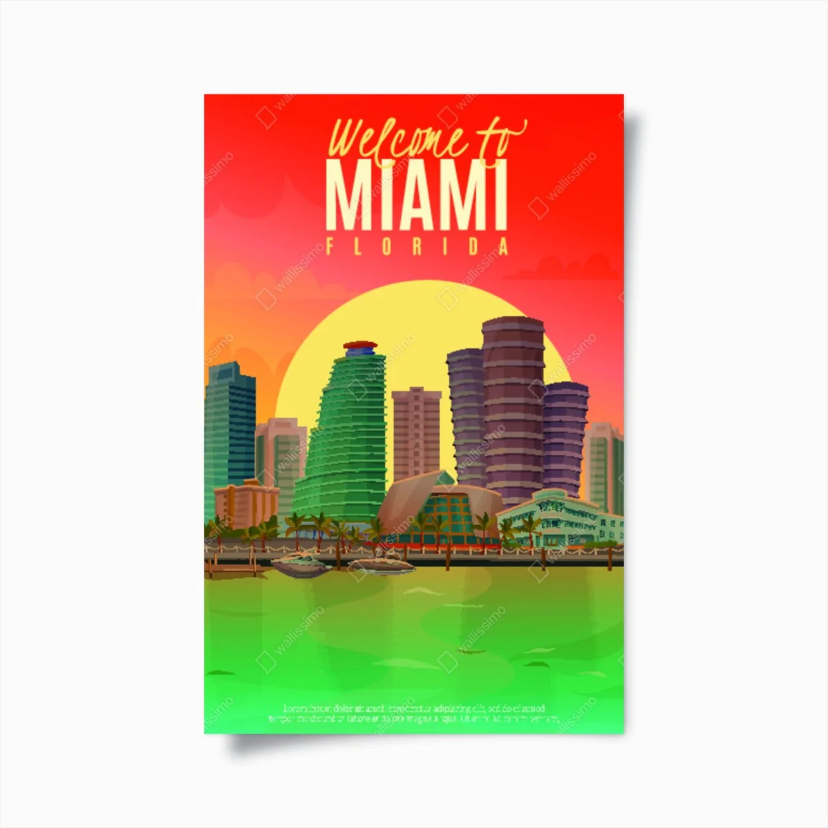 Póster puesta de sol en Miami: skyline tropical – Pixers® Póster puesta de sol en Miami: skyline tropical – Pixers®