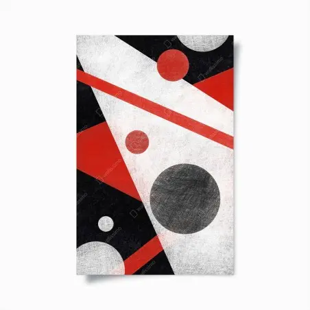Póster composición geométrica abstracta en rojo y negro – Pixers®