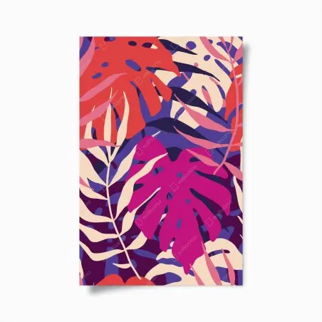 Póster hojas tropicales retro en tonos pastel – Pixers®