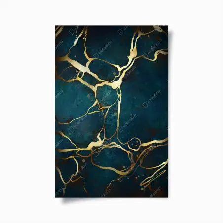 Póster elegancia marina con vetas doradas – Pixers®