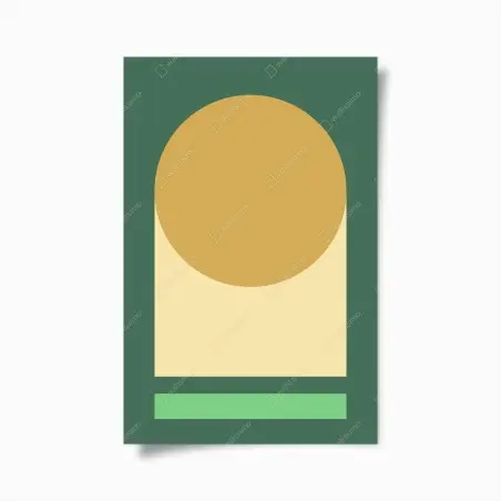 Póster composición geométrica en tonos verdes y dorados – Pixers®