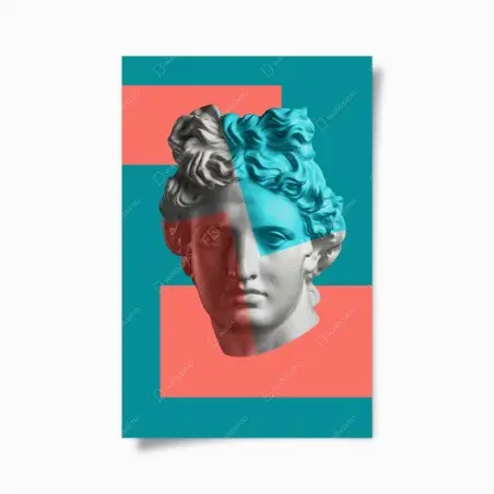 Póster busto clásico pop en contraste de colores – Pixers®