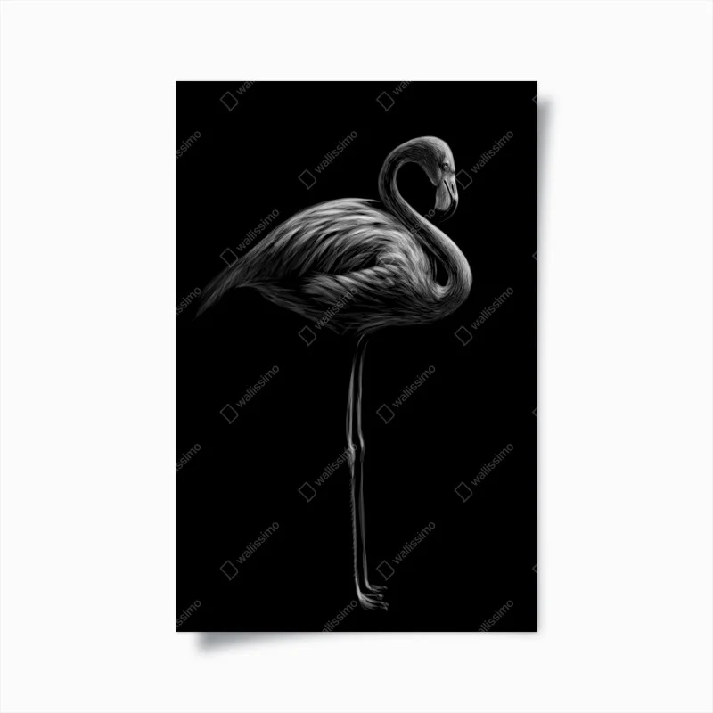 Póster flamenco elegante en blanco y negro