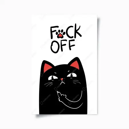 Póster gato negro irreverente con actitud – Pixers®