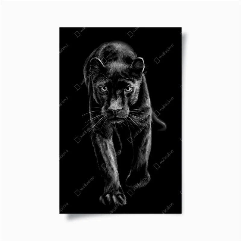 Póster pantera negra con mirada intensa