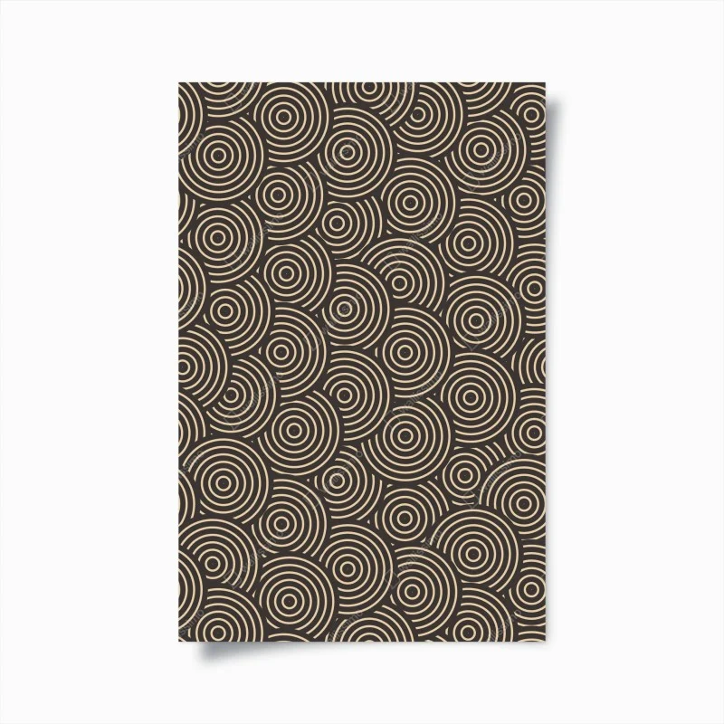 Póster patrón de círculos concéntricos en tonos beige y negro
