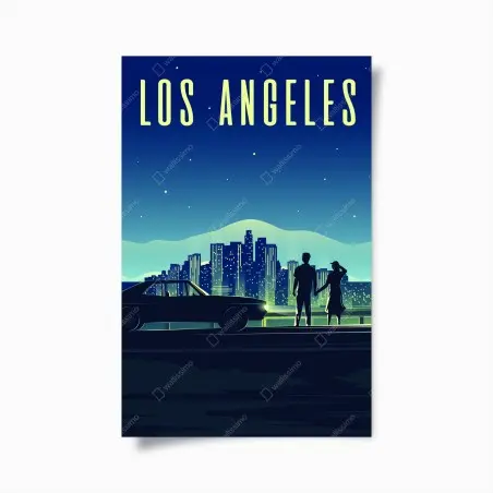 Póster romance nocturno en Los Ángeles – Pixers®
