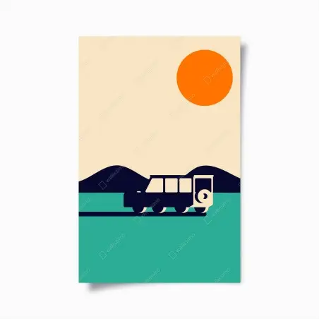 Póster paisaje retro en carretera – Pixers®