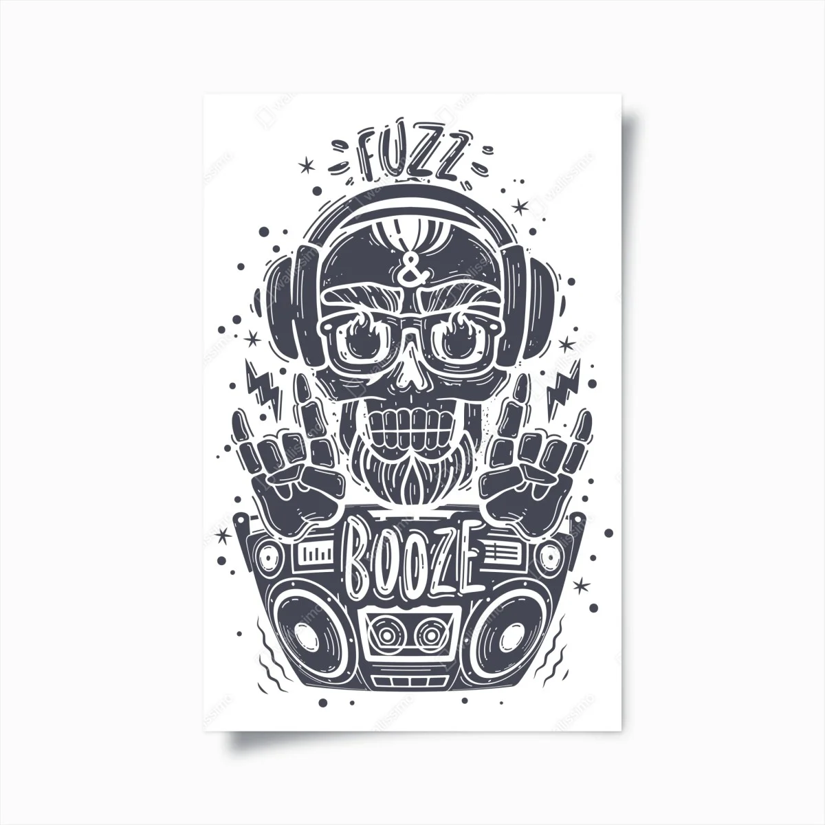 Póster calavera rockera con auriculares y boombox – Pixers® Póster calavera rockera con auriculares y boombox – Pixers®