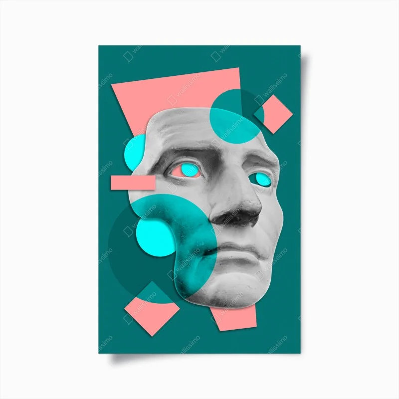 Póster rostro clásico en estilo pop geométrico