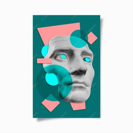 Póster rostro clásico en estilo pop geométrico – Pixers®
