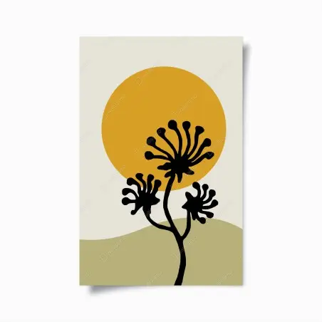 Póster sol y silueta botánica minimalista – Pixers®