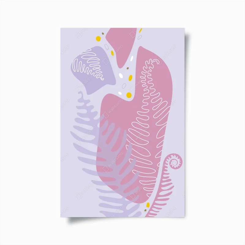 Póster composición botánica en tonos pastel