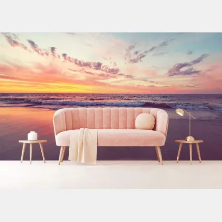 Fotomural atardecer en la orilla con tonos pastel – Pixers®