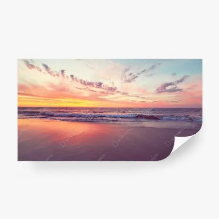 Fotomural atardecer en la orilla con tonos pastel – Pixers®