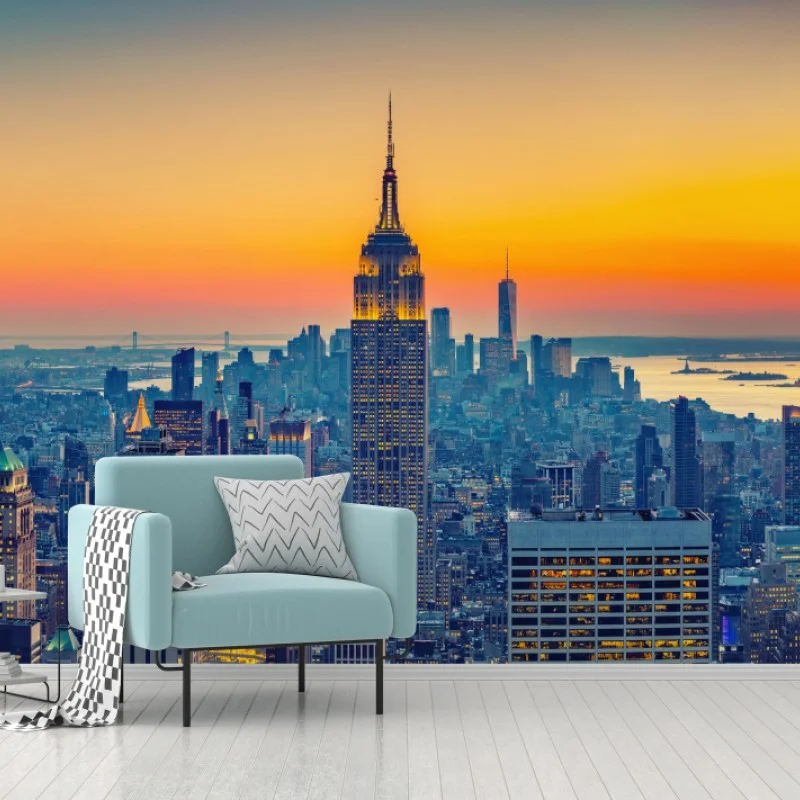 Fotomural puesta de sol sobre el skyline de Nueva York