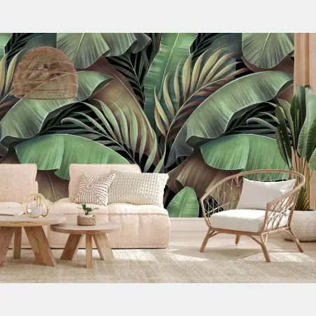Fotomural follaje tropical en tonos verdes – Pixers®