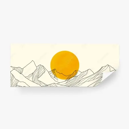 Fotomural sol dorado sobre montañas minimalistas – Pixers®