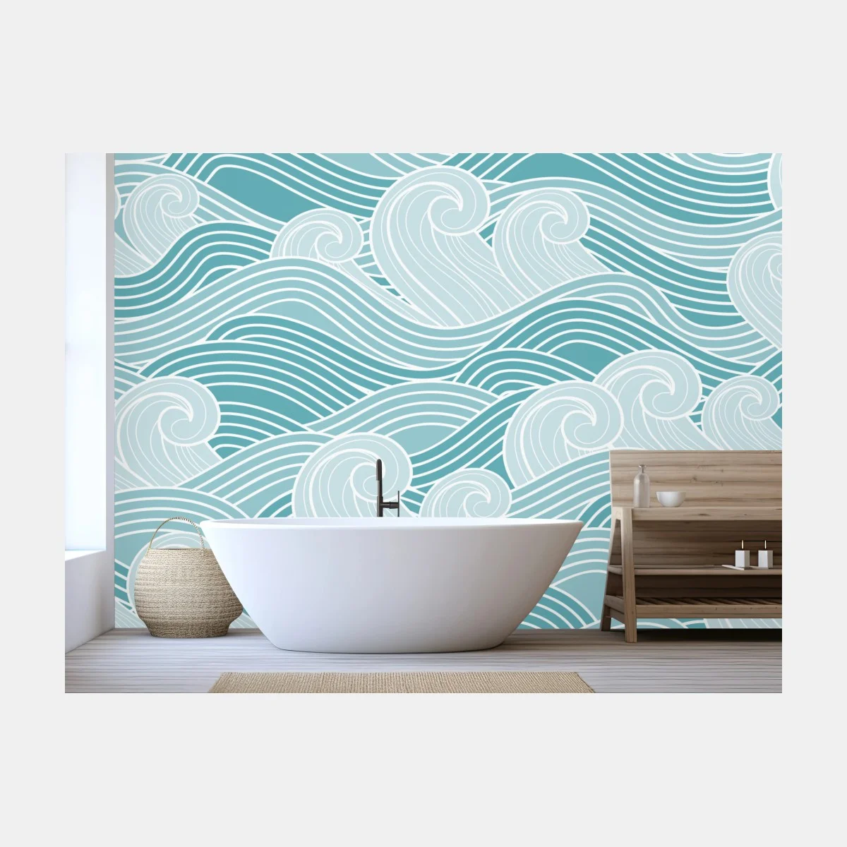 Fotomural mural de olas estilizadas en tonos turquesa – Pixers® Fotomural mural de olas estilizadas en tonos turquesa – Pixers®