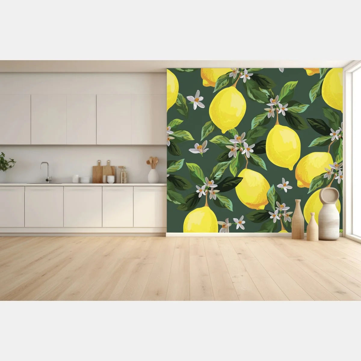 Fotomural estampado de limones y flores sobre fondo verde – Pixers® Fotomural estampado de limones y flores sobre fondo verde – Pixers®