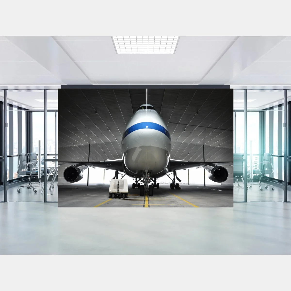Fotomural vista frontal e imponente de avión en hangar – Pixers® Fotomural vista frontal e imponente de avión en hangar – Pixers®