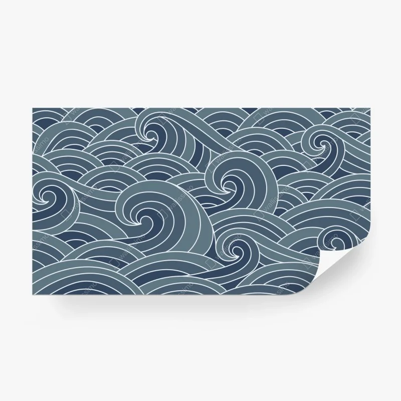 Fotomural patrón de olas marinas en tonos azules