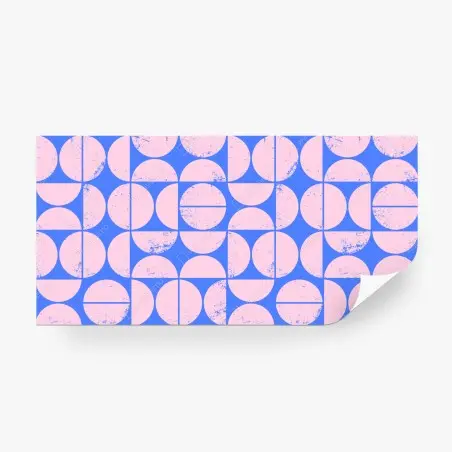 Fotomural patrón geométrico retro en rosa y azul – Pixers®