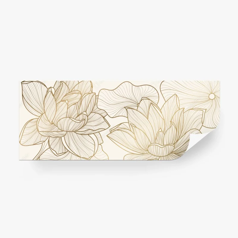 Fotomural ilustración floral dorada minimalista