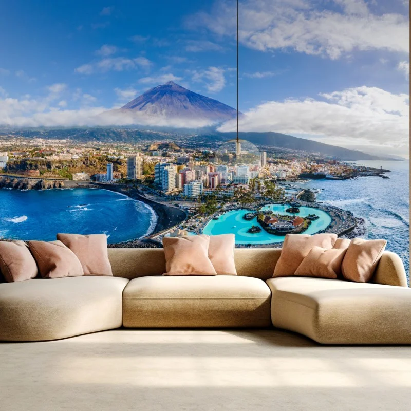 Fotomural panorámica costera de Tenerife con el Teide
