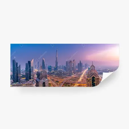 Fotomural panorama urbano de Dubái al atardecer – Pixers®