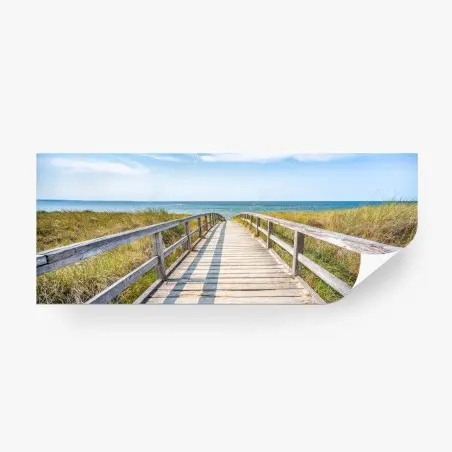 Fotomural pasarela de madera hacia el mar entre dunas – Pixers®