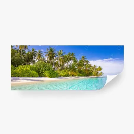 Fotomural escena de playa tropical con palmeras – Pixers®