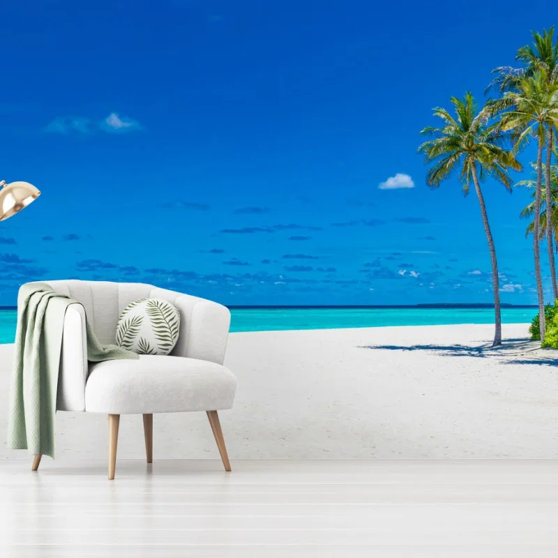 Fotomural escena de playa tropical de arena blanca