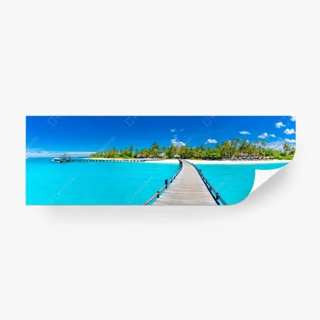 Fotomural muelle hacia el paraíso tropical sobre agua turquesa – Pixers®