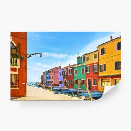 Fotomural escena vibrante del canal de Burano – Pixers®