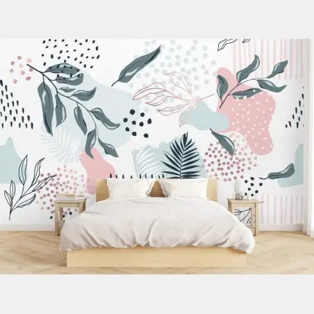Fotomural arte botánico en tonos pastel – Pixers®