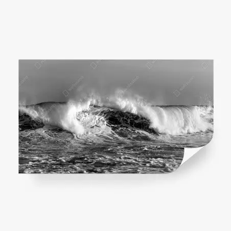 Fotomural olas rompiendo en blanco y negro – Pixers®