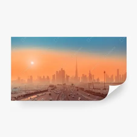 Fotomural horizonte de Dubái al atardecer – Pixers®