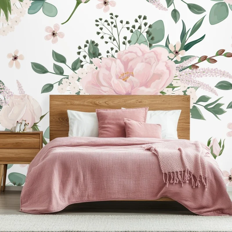 Fotomural belleza floral en tonos pastel