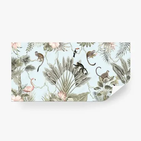 Fotomural selva tropical en tonos pastel estilo vintage – Pixers®