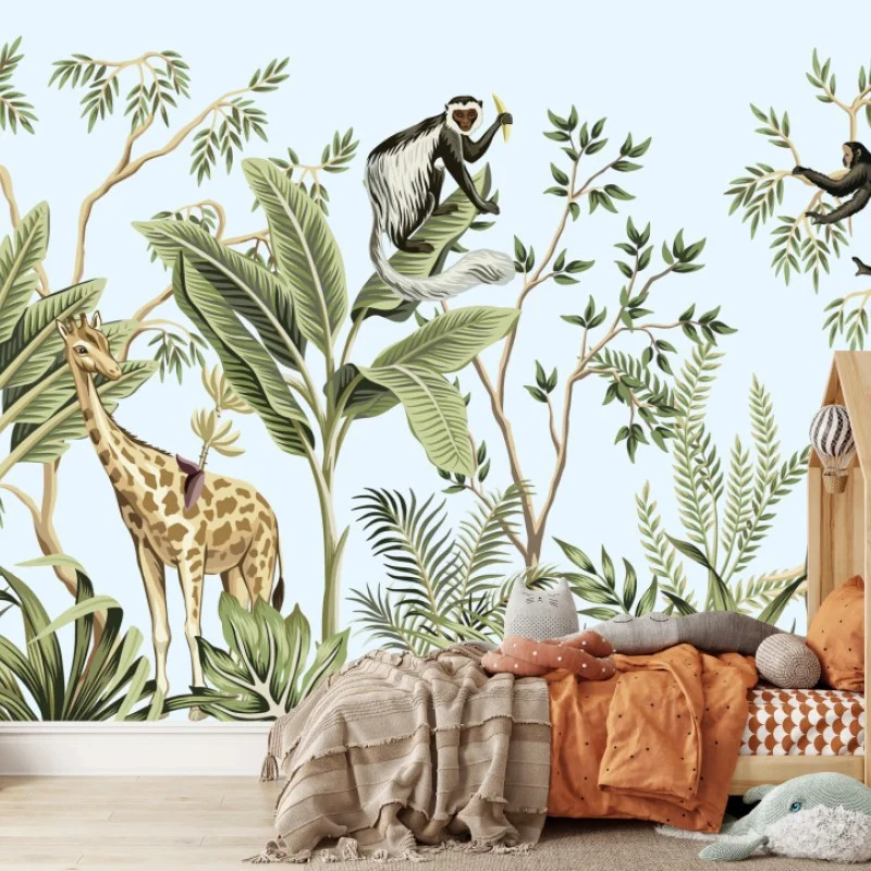 Fotomural paisaje selvático con fauna tropical