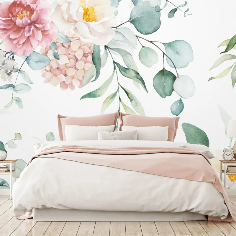 Fotomural sofisticado estampado floral en acuarela