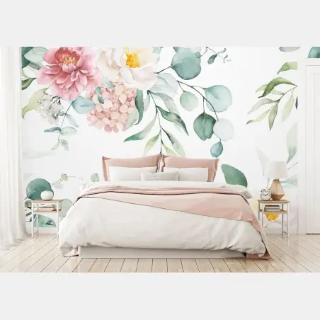 Fotomural sofisticado estampado floral en acuarela – Pixers®