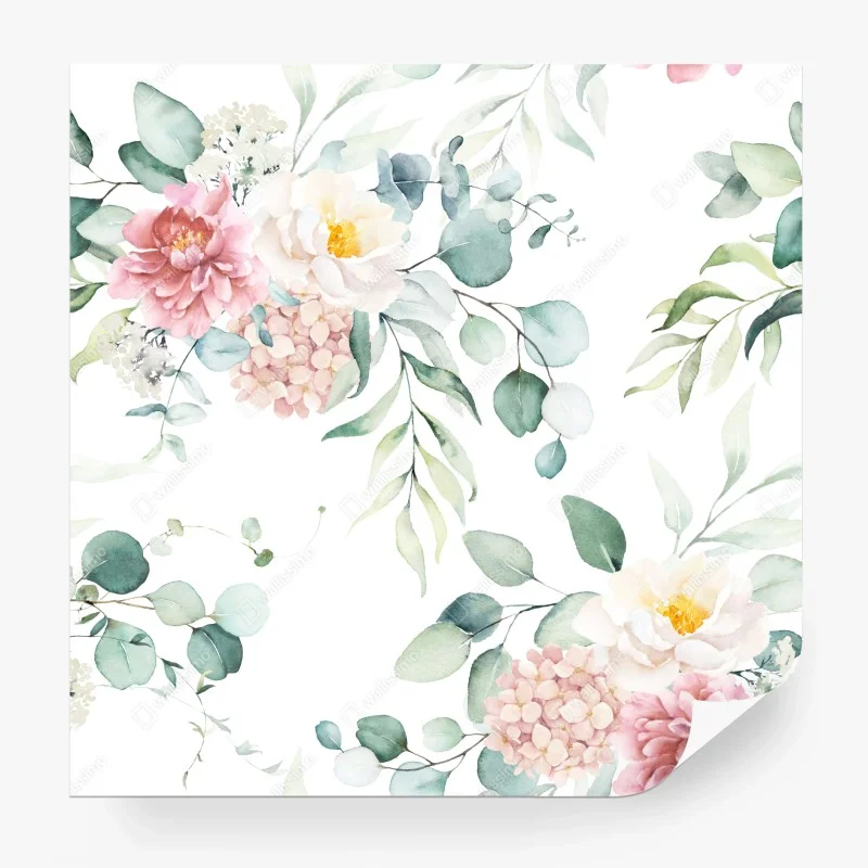 Fotomural sofisticado estampado floral en acuarela