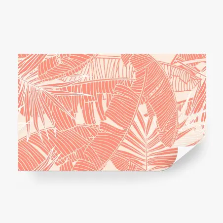 Fotomural diseño tropical de hojas en coral – Pixers®
